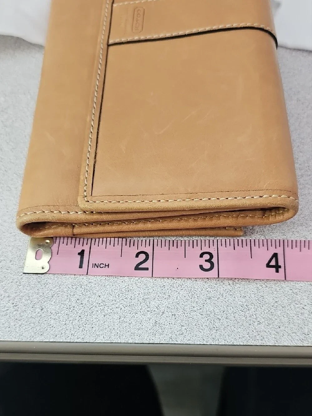 Coach Tan Leather Fold-Over Wallet